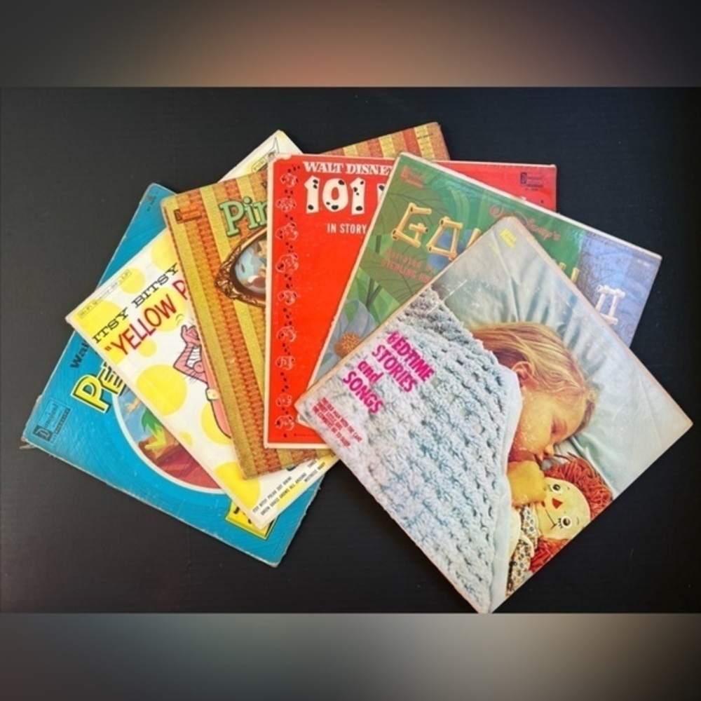 Lot (6) Children’s Vintage LP Walt Disney / Fun Time / Kiddie Korner Records